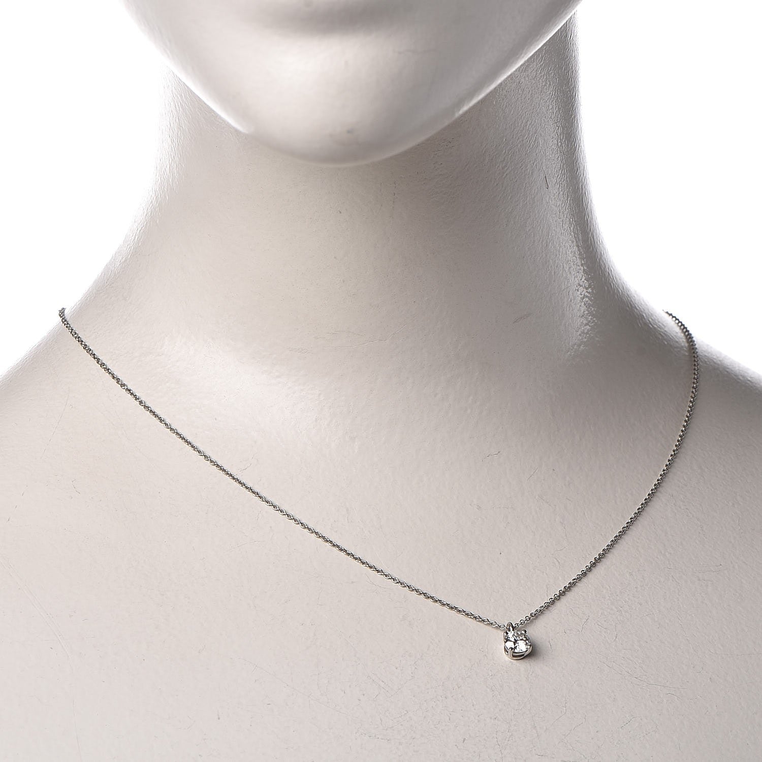 Tiffany Platinum Diamond .48ct Solitaire Pendant Necklace 2 of 8