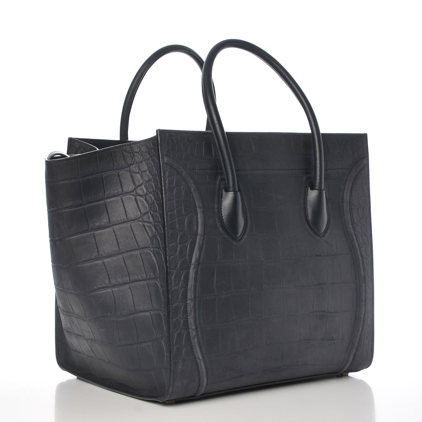 Crocodile Embossed Nubuck Medium Phantom Luggage Navy Blue