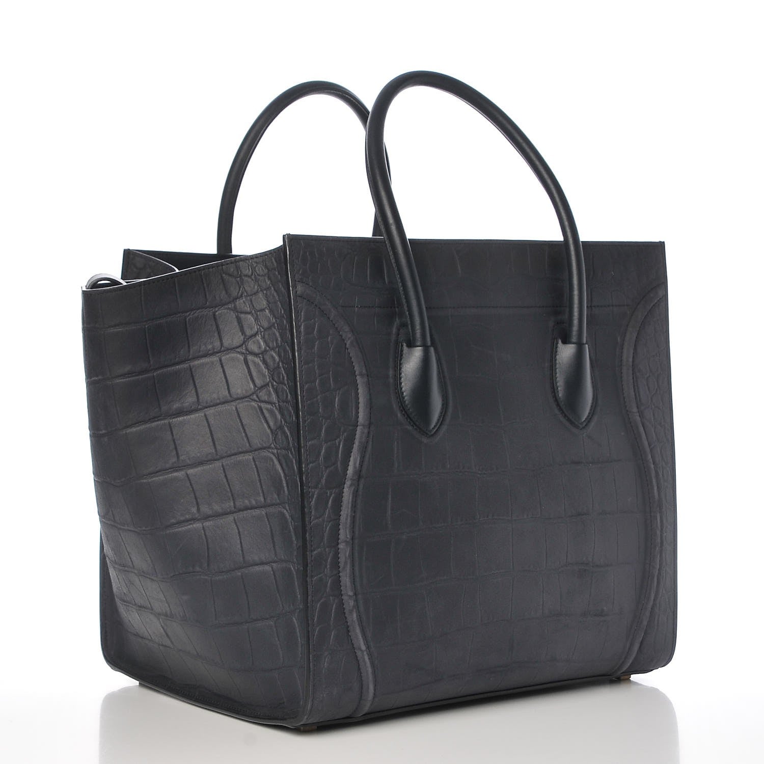 Celine Crocodile Embossed Nubuck Medium Phantom Luggage Navy Blue 3 of 12