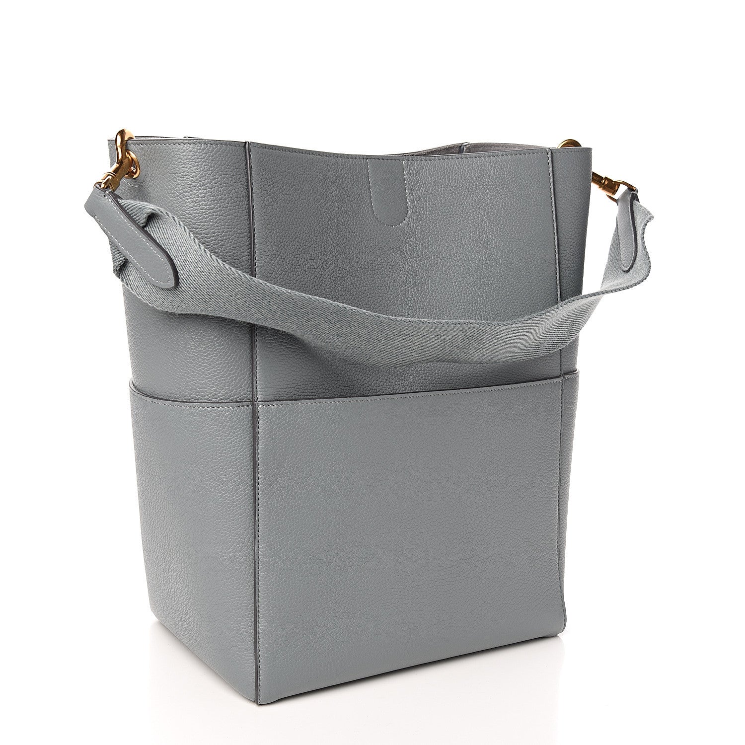 Celine Soft Grained Calfskin Sangle Bucket Bag Storm 2 of 8