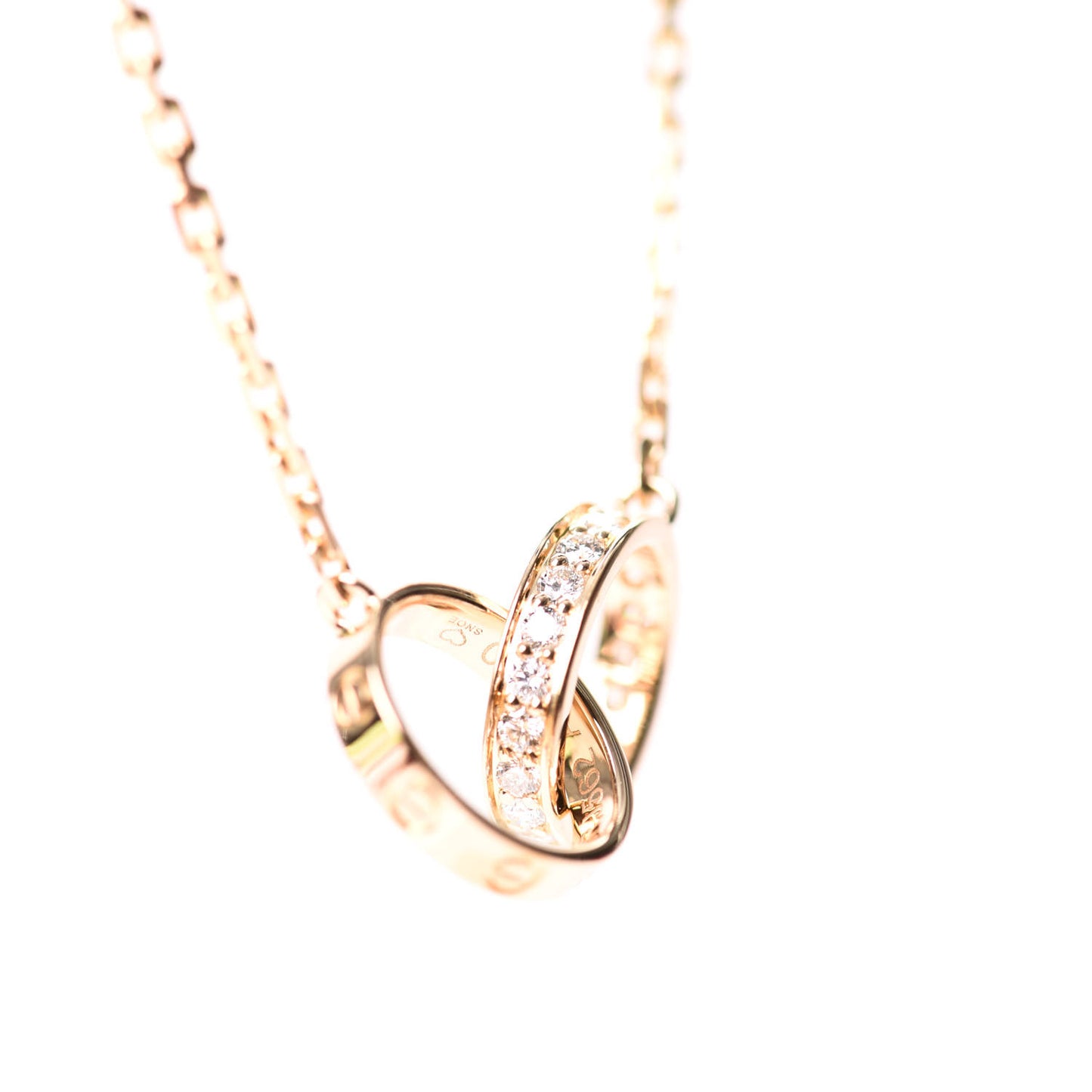 18K Yellow Gold Diamond Interlocking LOVE Necklace