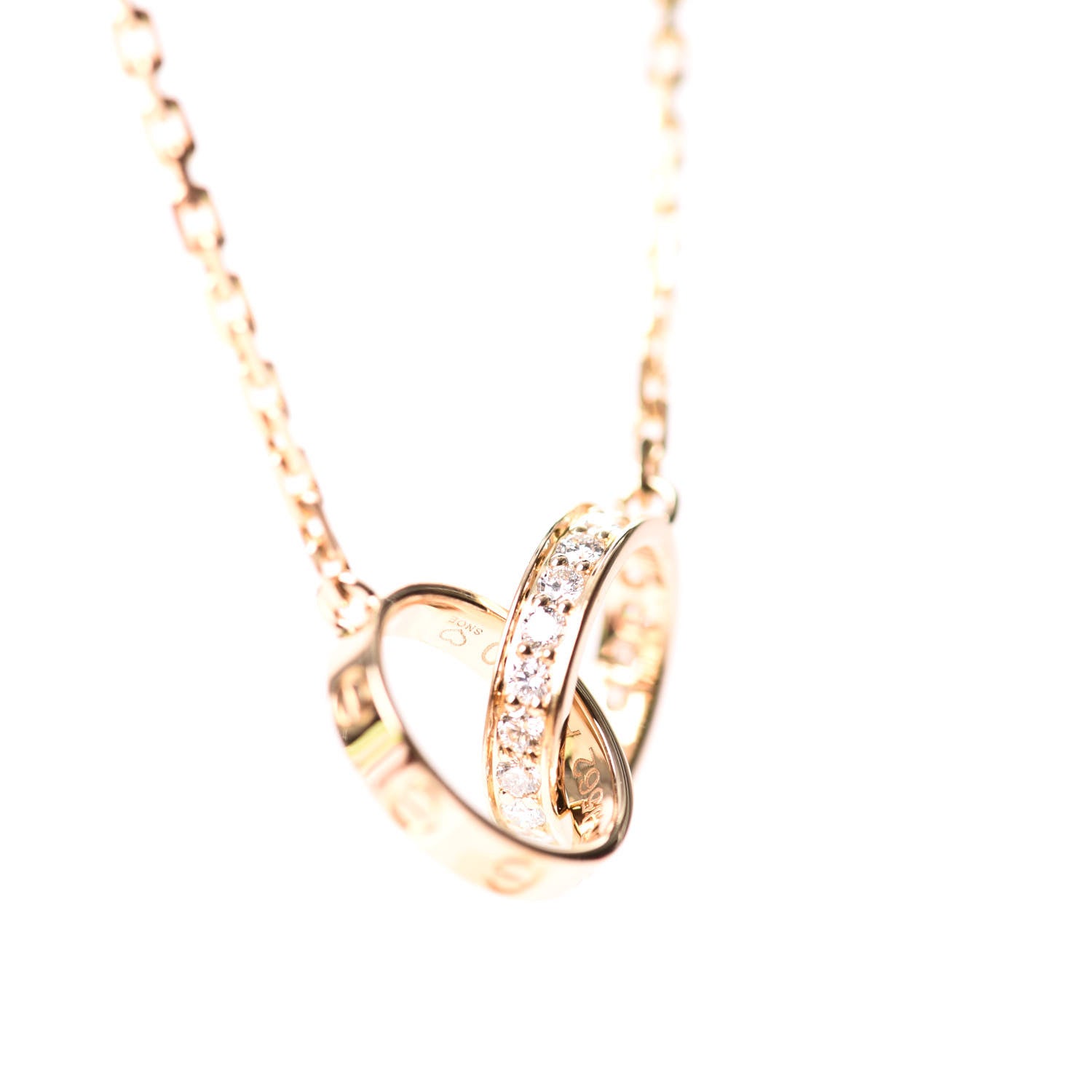 Cartier 18K Yellow Gold Diamond Interlocking LOVE Necklace 6 of 7