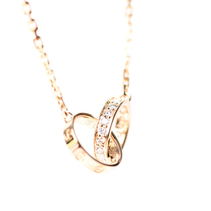 Cartier 18K Yellow Gold Diamond Interlocking LOVE Necklace 6 of 7