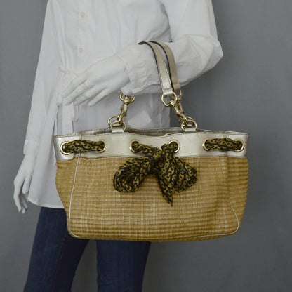 Gucci Natural Straw Leather Positano Tote Metallic 2 of 11