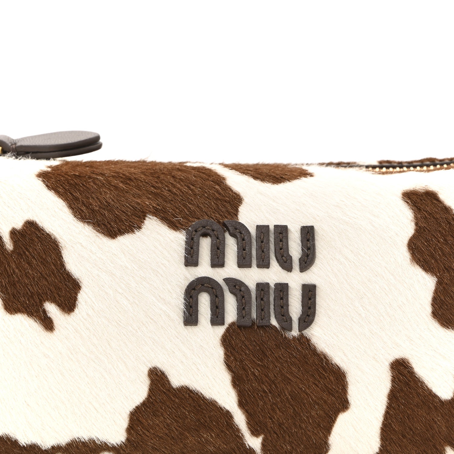 Miu Miu Nappa Calf Hair Printed Pouch White Burnt Sienna 8 of 10