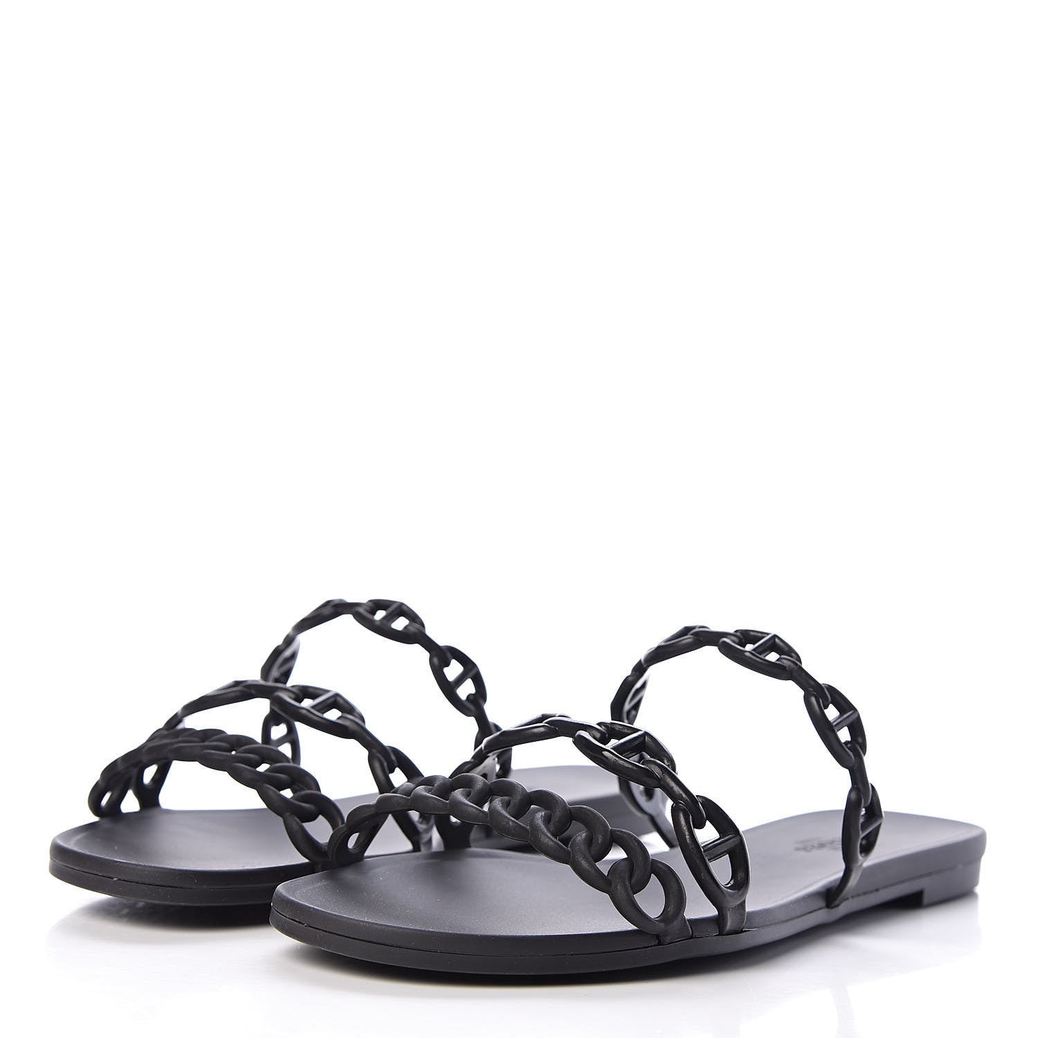 Hermes Rubber Chaine d'Ancre Rivage Sandals 36 Black 3 of 8