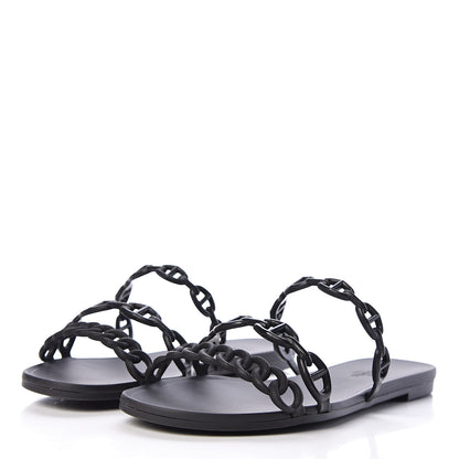 Hermes Rubber Chaine d'Ancre Rivage Sandals 36 Black 3 of 8