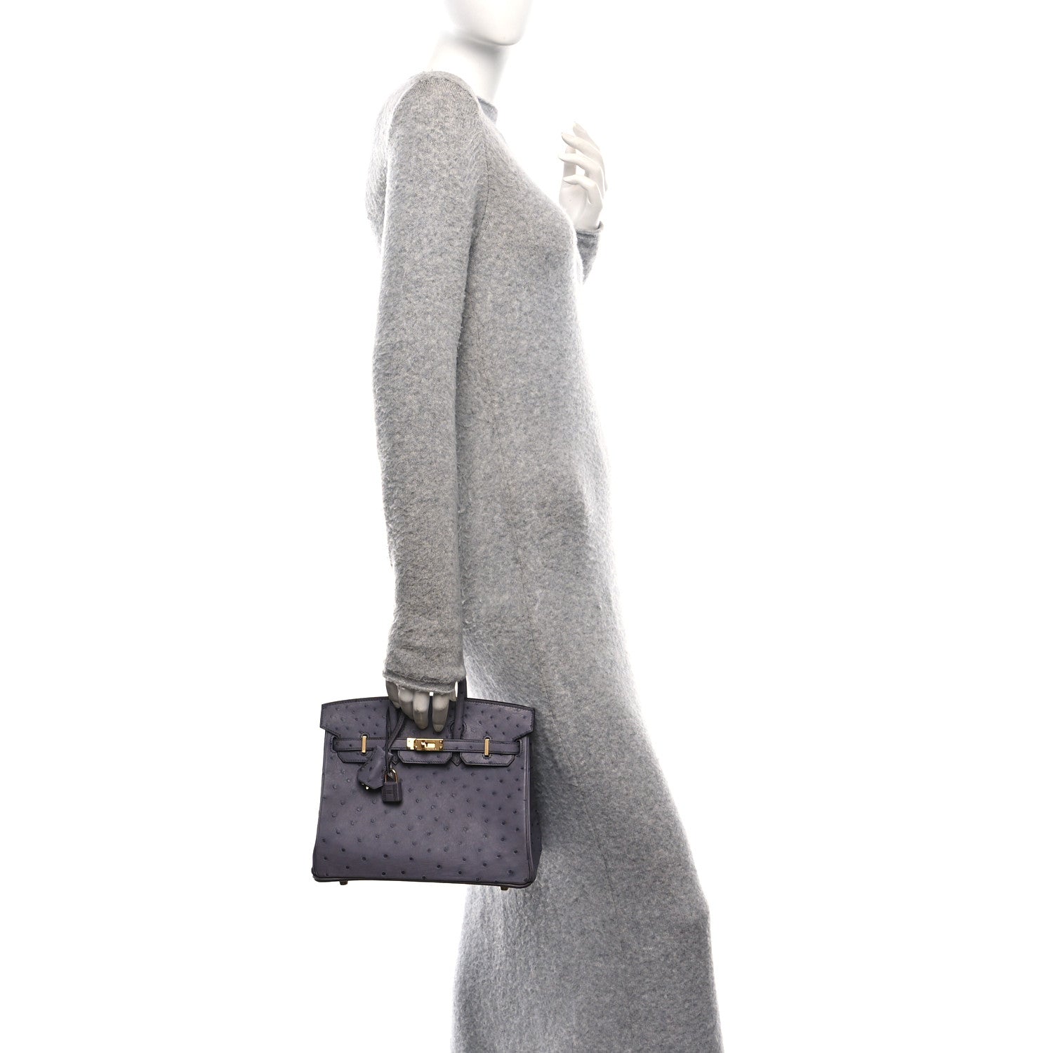 Hermes Ostrich Birkin 25 Gris Agate 2 of 11