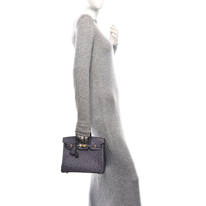 Hermes Ostrich Birkin 25 Gris Agate 2 of 11