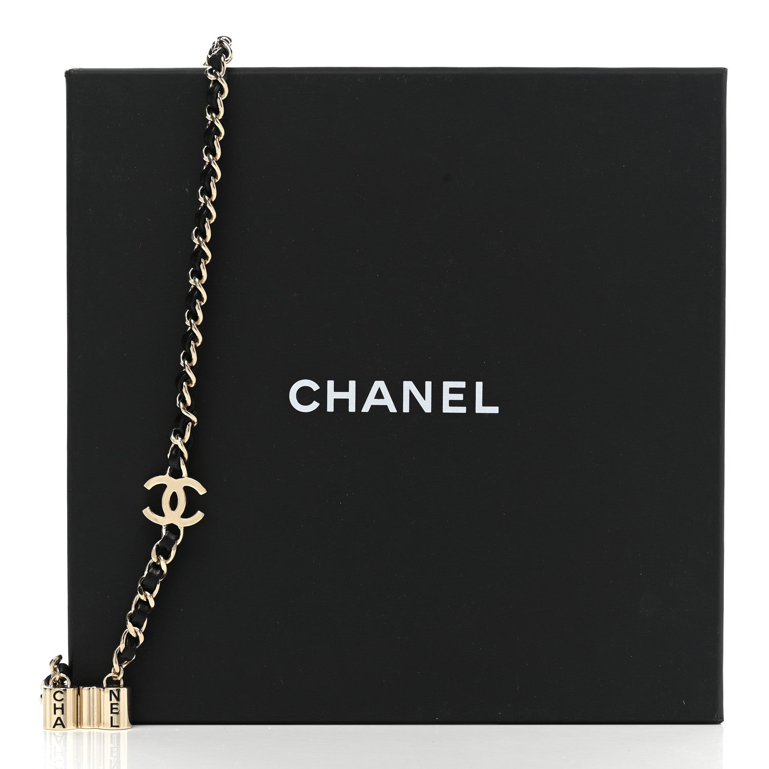 Chanel Metal Lambskin CC AirPods Necklace Gold Black 7 of 7