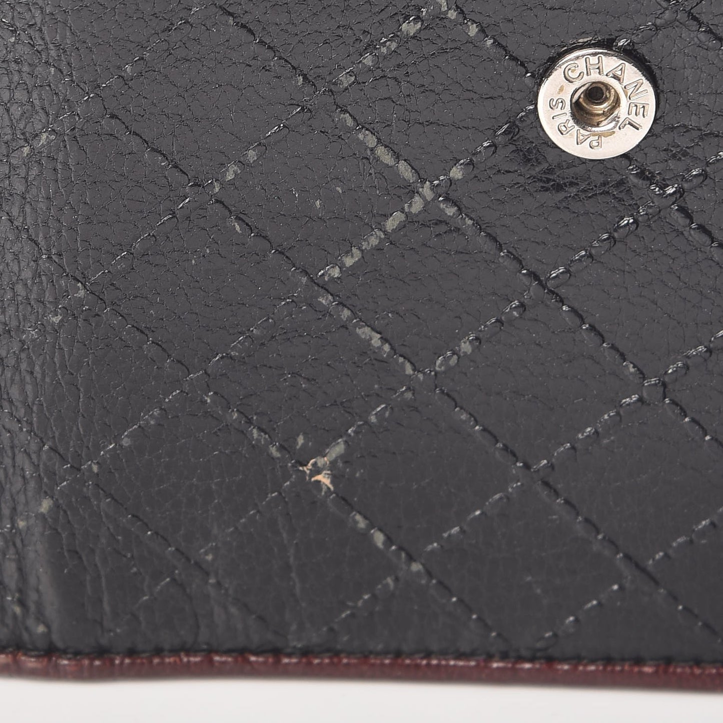 Calfskin Diamond Stitched Compact Wallet Black