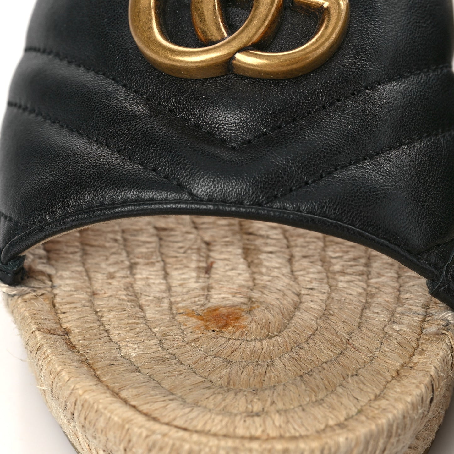 Nappa Matelasse GG Marmont Espadrille Slide Sandals 36.5 Black