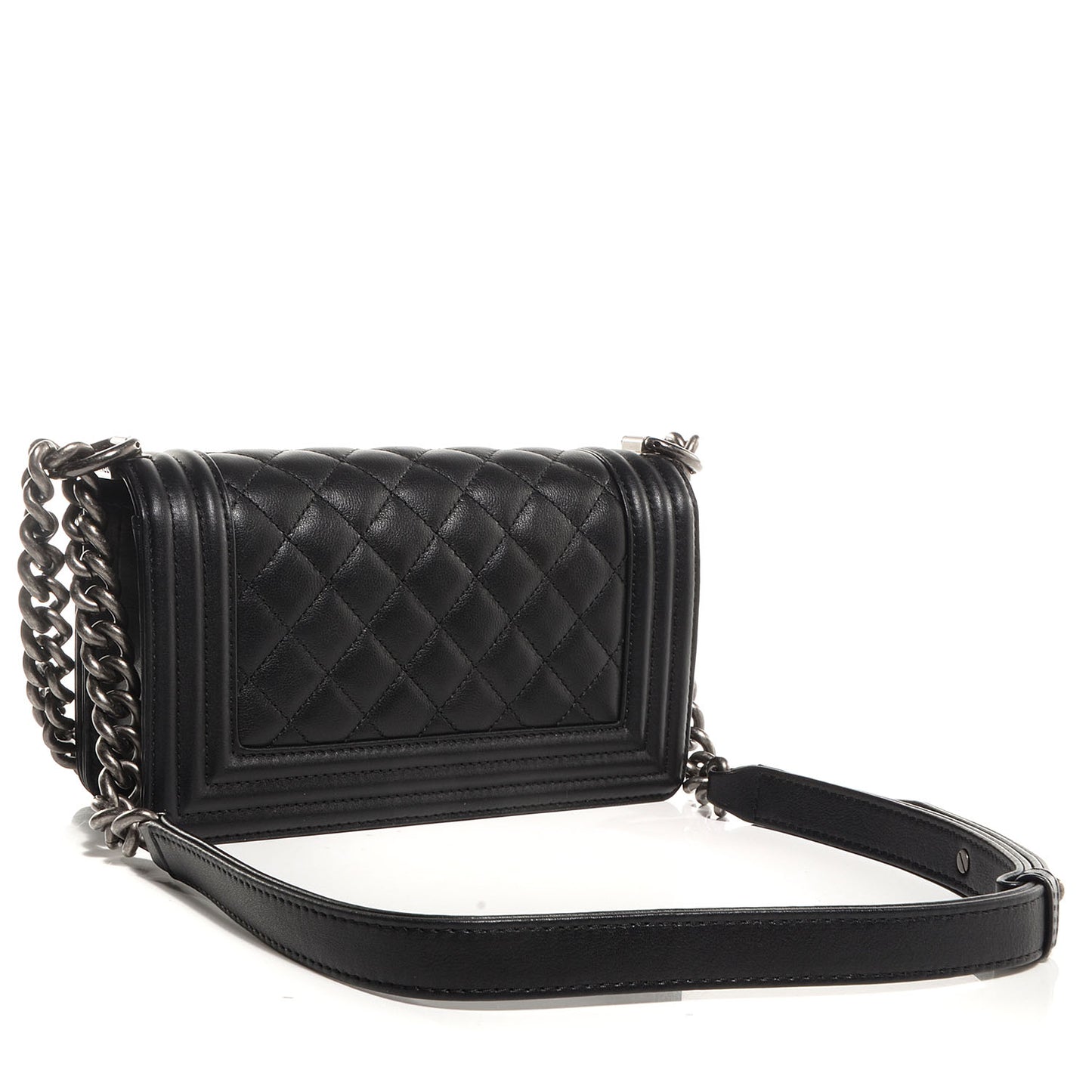 Lambskin Quilted Small Boy Flap Black