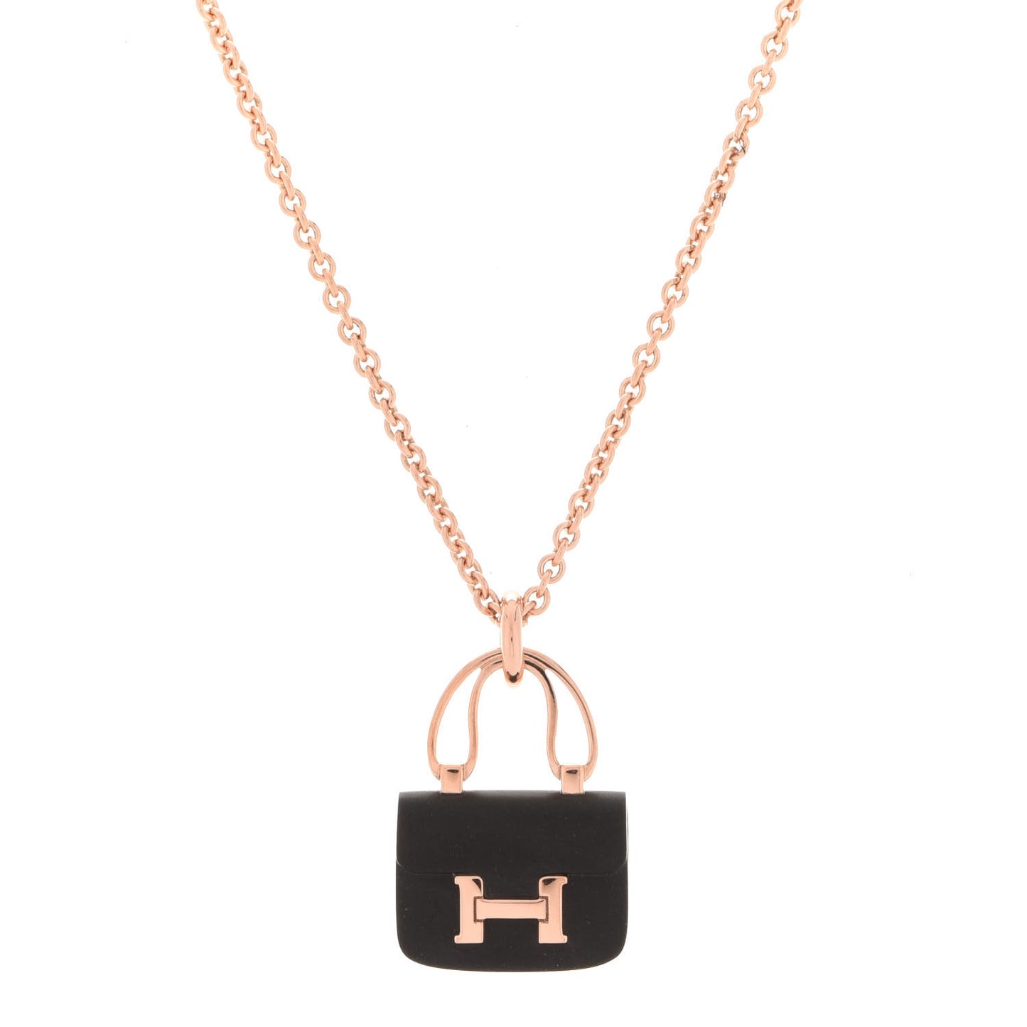 18K Rose Gold Black Jade Constance Amulettes Pendant Necklace