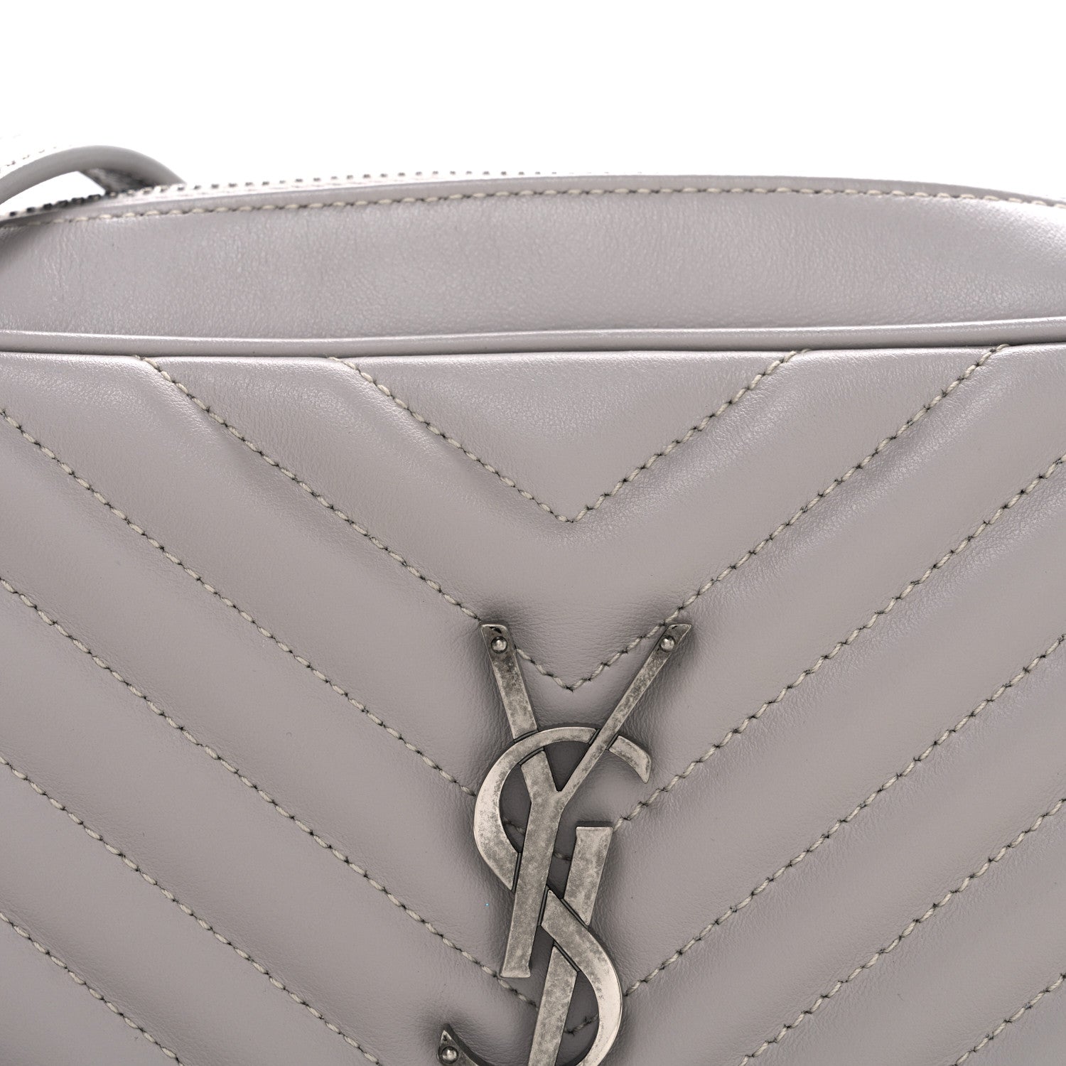 Saint Laurent Calfskin Matelasse Monogram Lou Camera Bag Granite 8 of 11