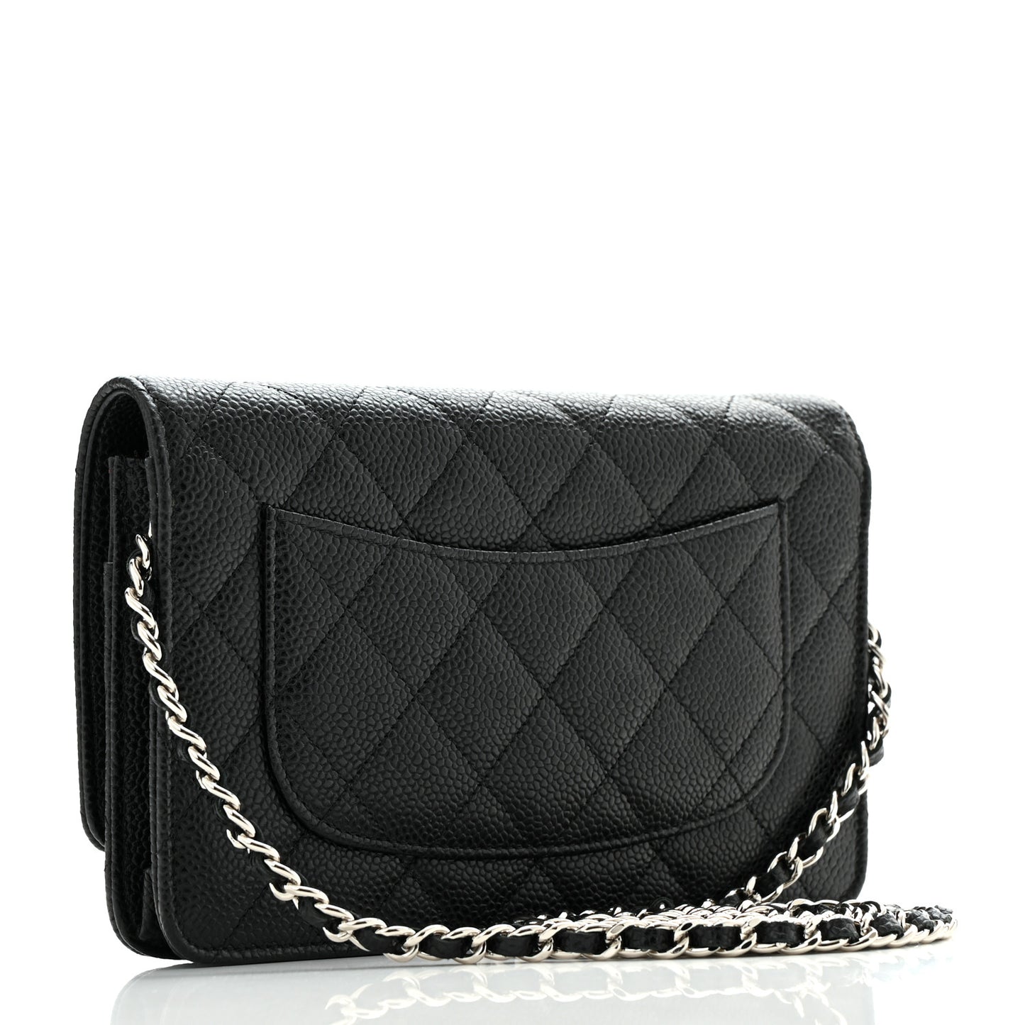 Caviar Quilted Wallet on Chain WOC Black
