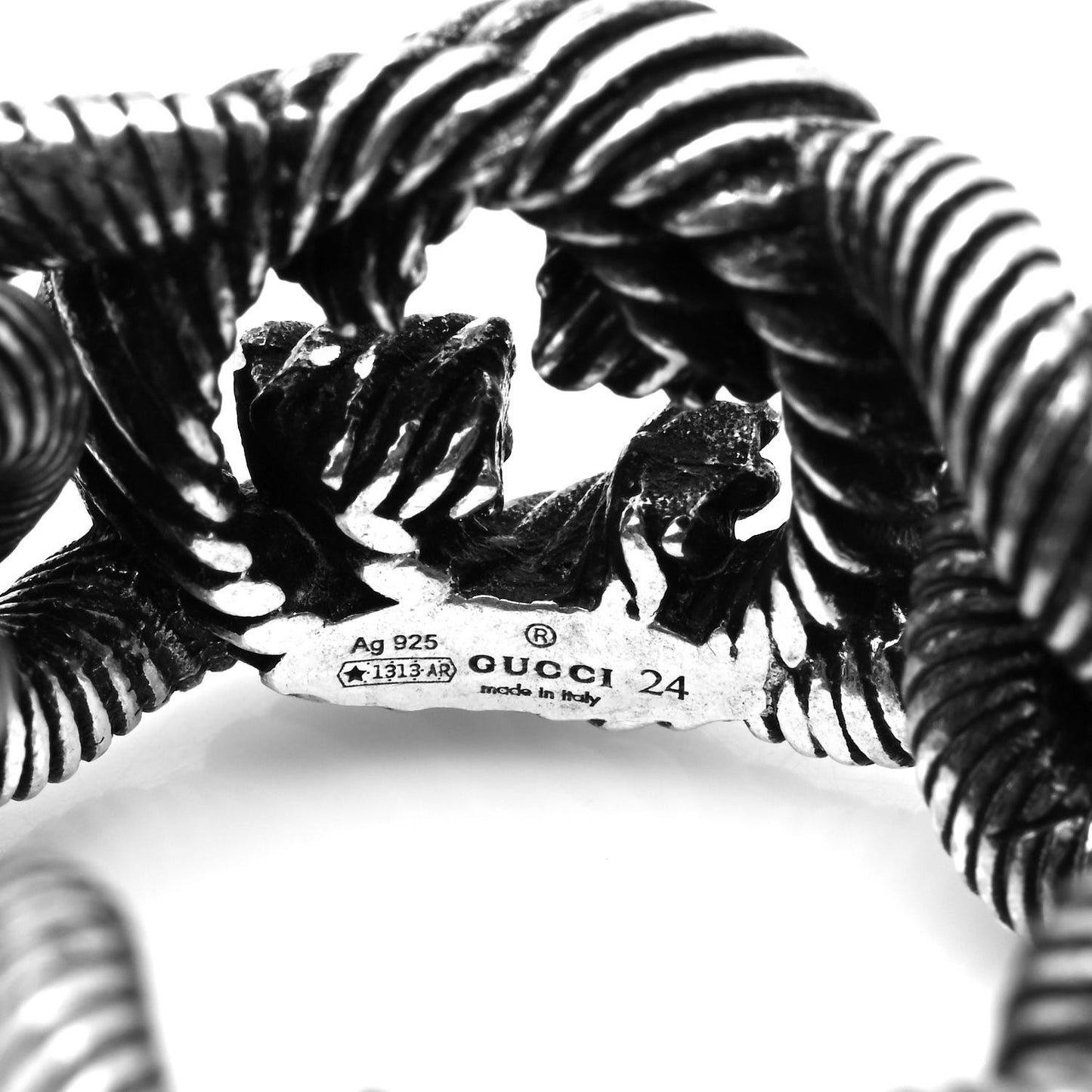 Sterling Silver Interlocking G Chain Ring 63 10.25