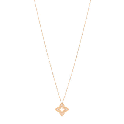 Roberto Coin 18K Rose Gold Diamond Petite Venetian Princess Flower Pendant Necklace 1 of 4