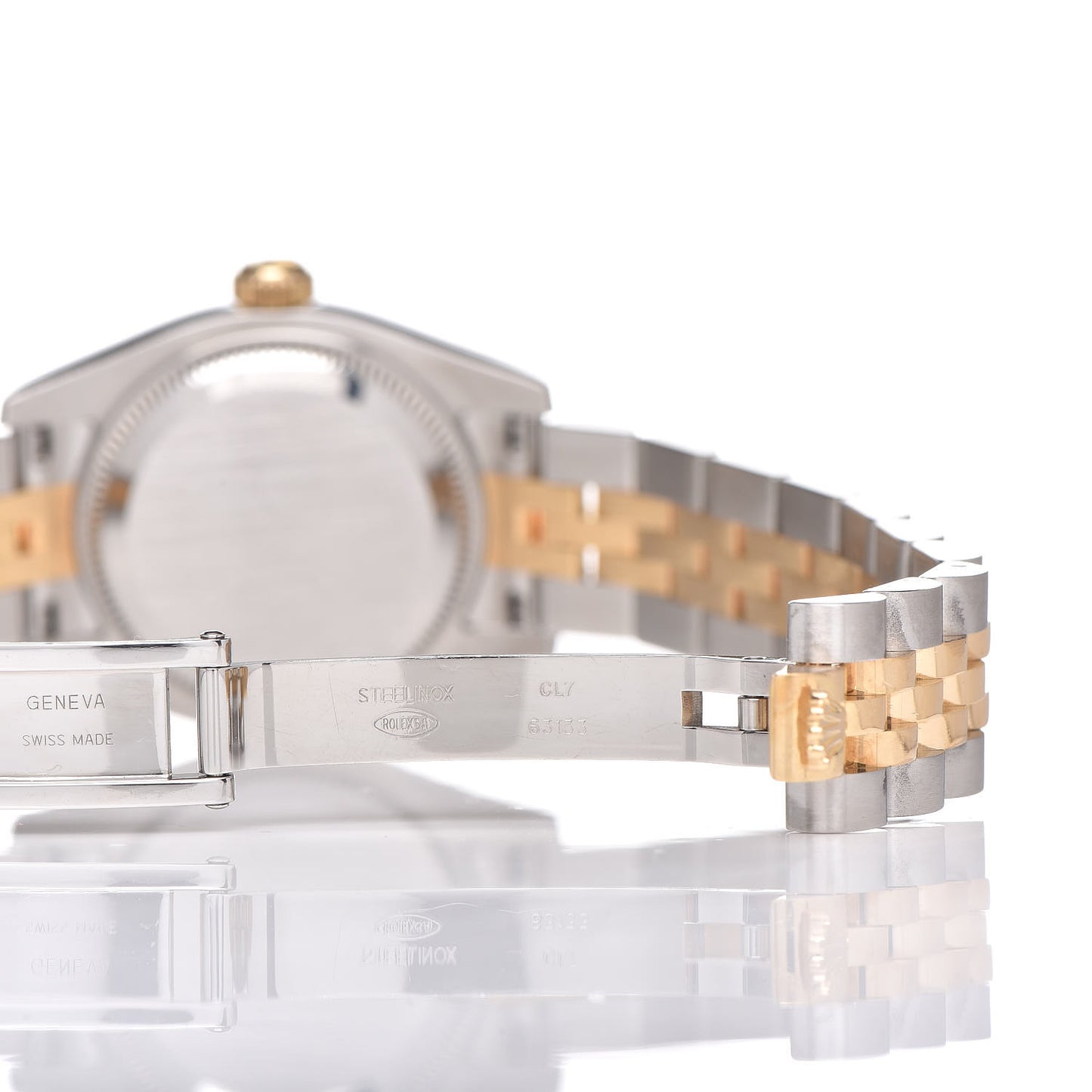 Stainless Steel 18K Yellow Gold 26mm Oyster Perpetual Datejust Watch White Pyramid Roman 179173