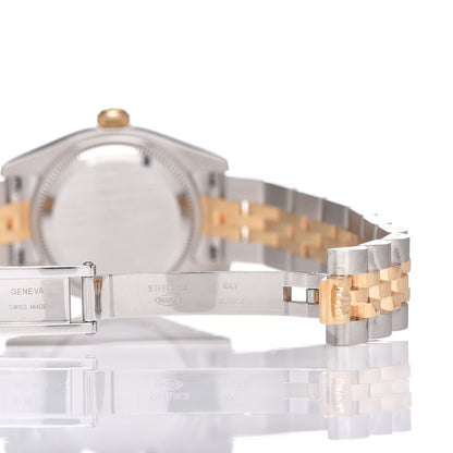 Rolex Stainless Steel 18K Yellow Gold 26mm Oyster Perpetual Datejust Watch White Pyramid Roman 179173 6 of 8