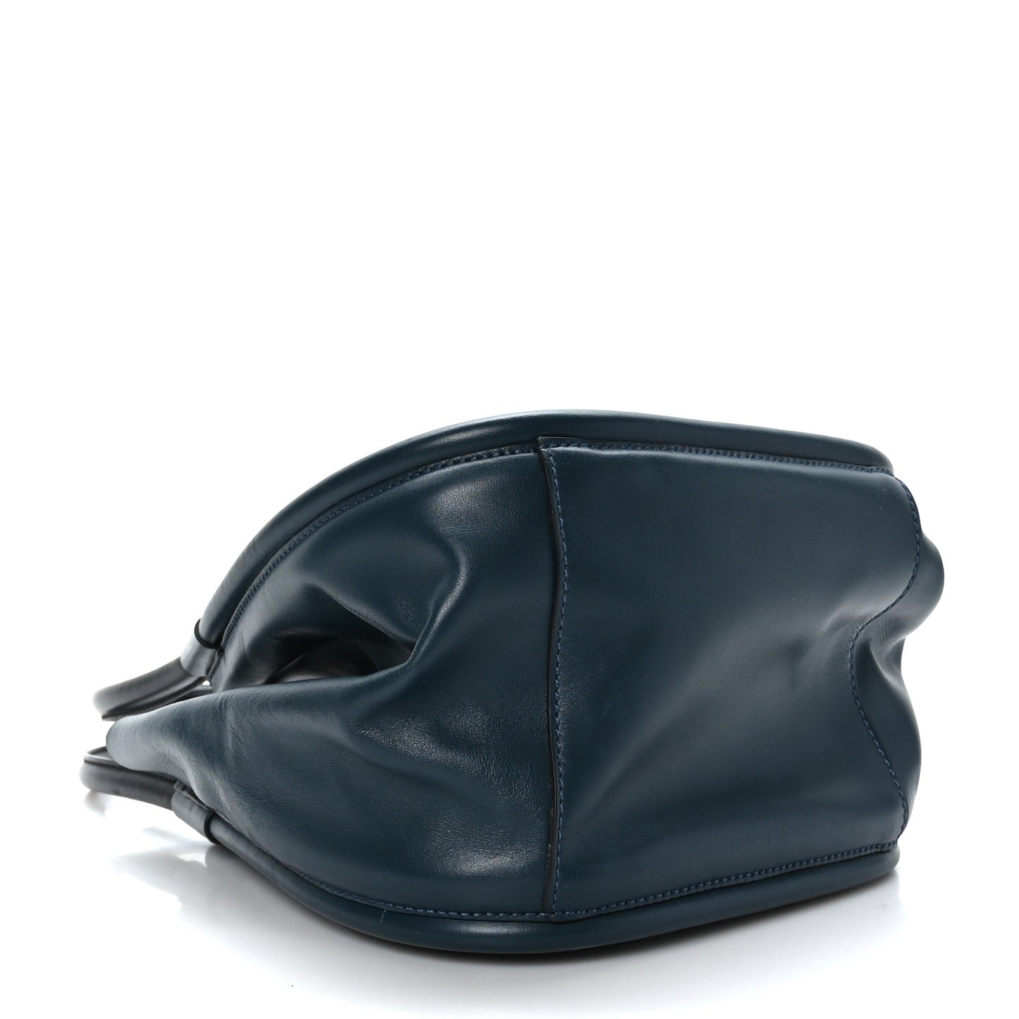 Calfskin Small Ruched Tote Navy