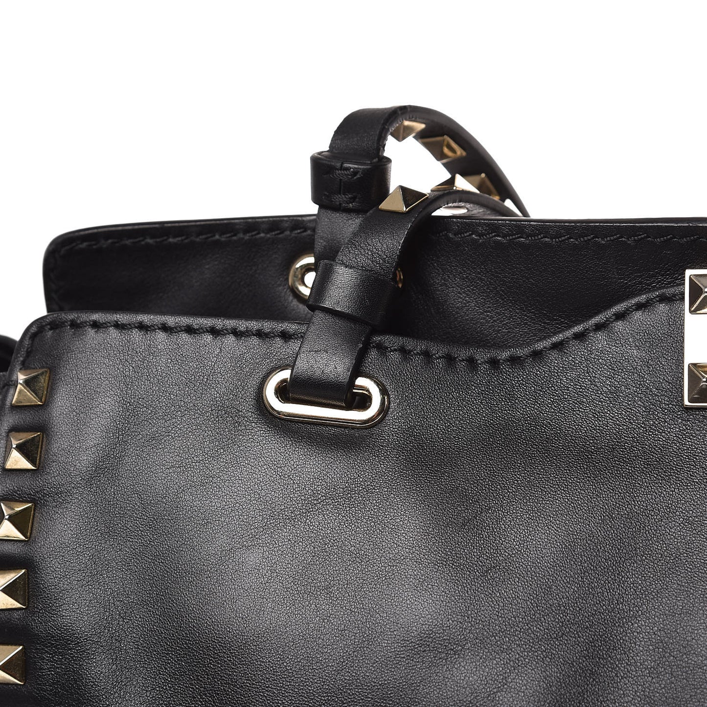 Vitello Medium Rockstud Tote Black