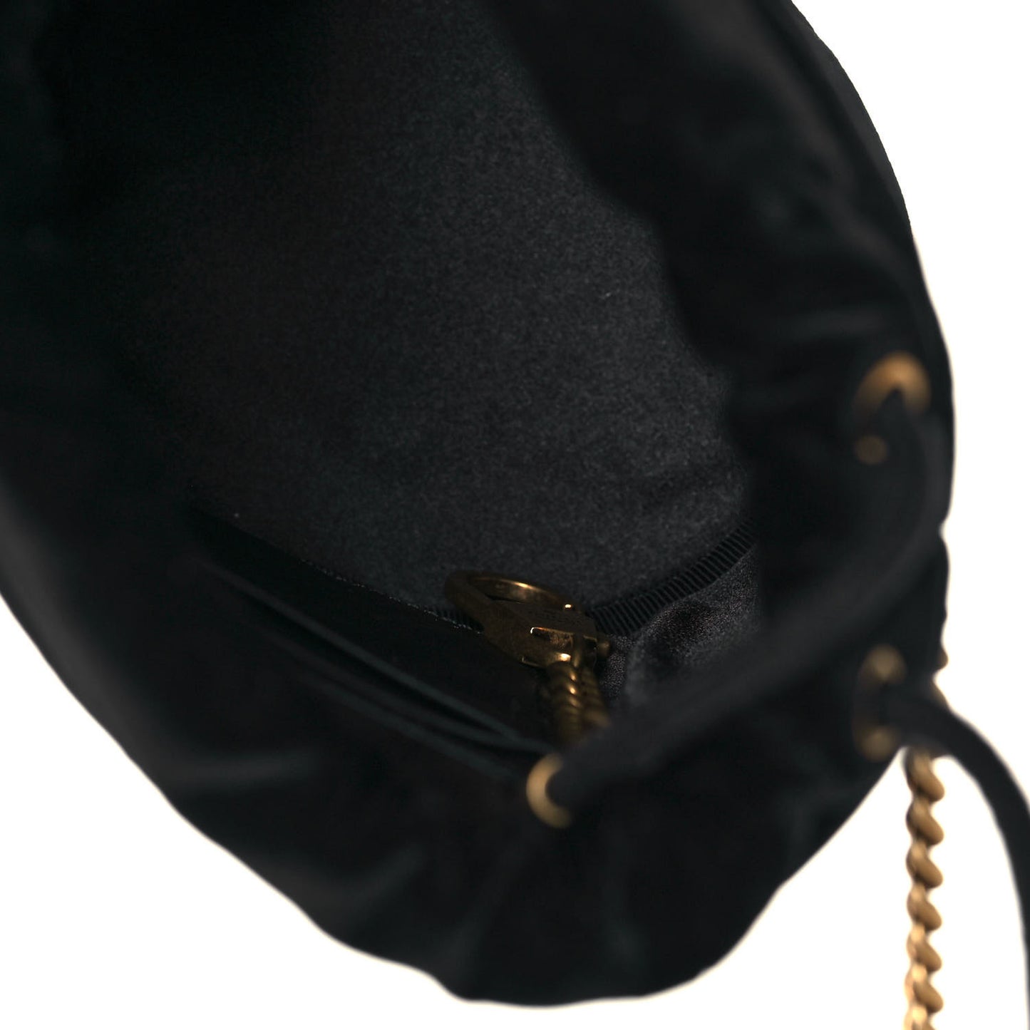 Velvet Matelasse Mini GG Marmont 2.0 Bucket Bag Black