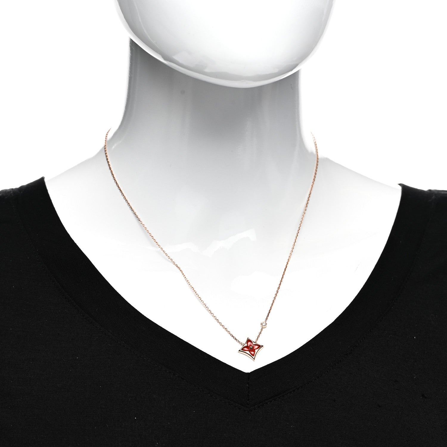 Louis Vuitton 18K Pink Gold Diamond Carnelian Color Blossom BB Star Pendant Necklace 2 of 5
