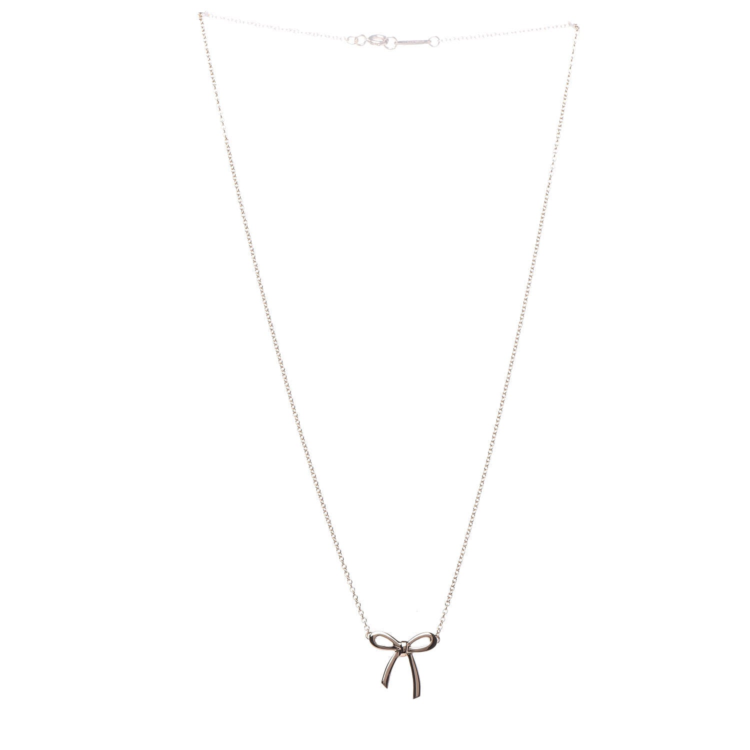Tiffany 18K Rose Gold Mini Bow Pendant Necklace 3 of 6