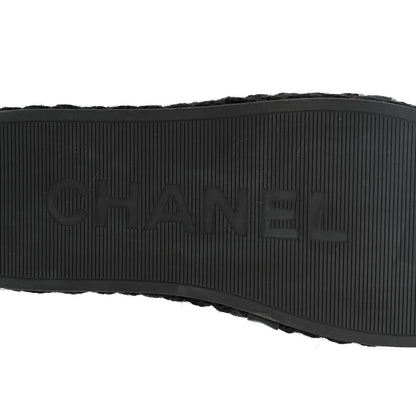 Chanel Knit Braided Slide Sandals 39 Black 6 of 10