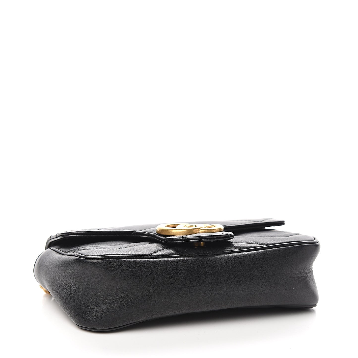 Calfskin Matelasse Super Mini GG Marmont Shoulder Bag Black