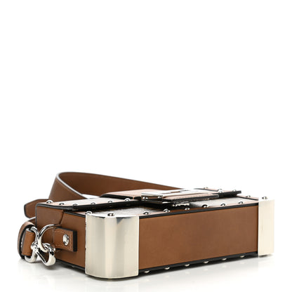 Fendi Shiny Glazed Fabric Vachetta FF 1974 Mini Baguette Trunk Mogano Panna Cuoio 4 of 11