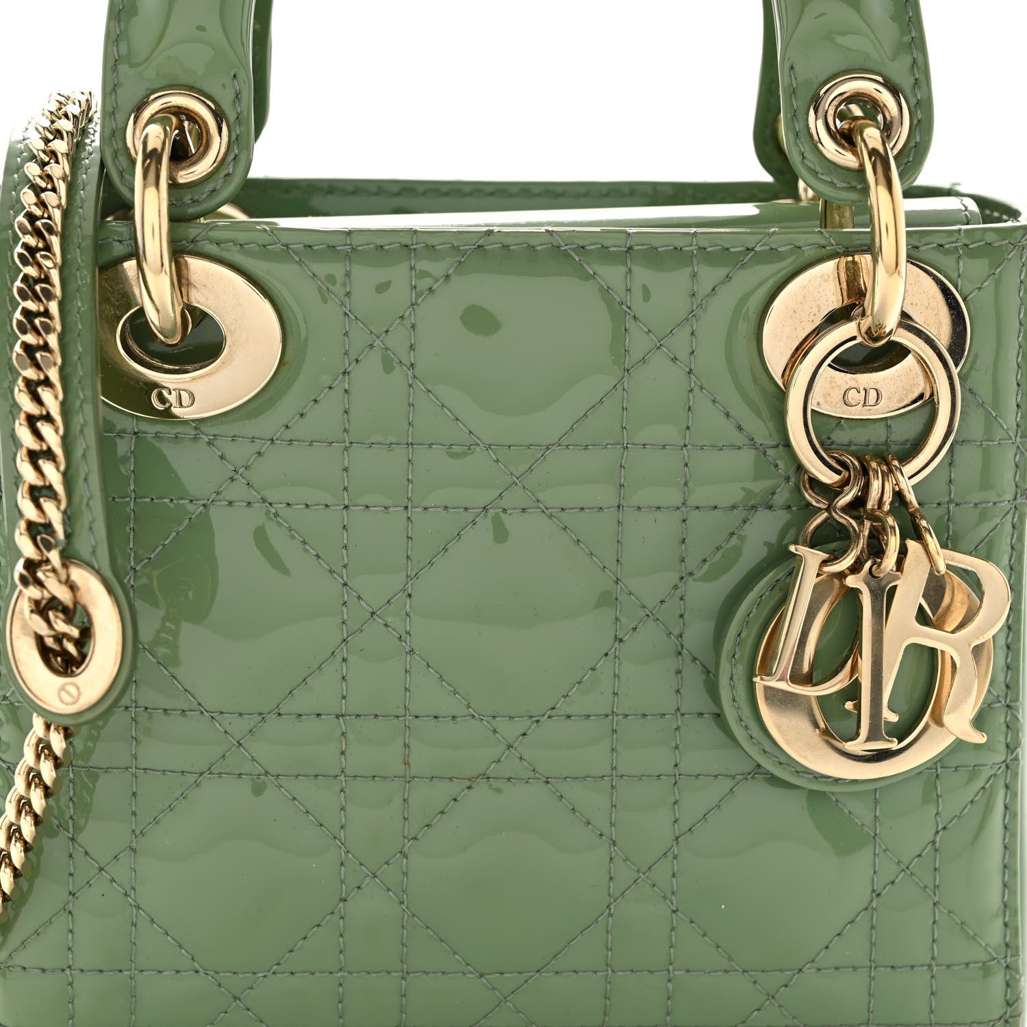 Christian Dior Patent Cannage Mini Lady Dior Mint Green 7 of 10