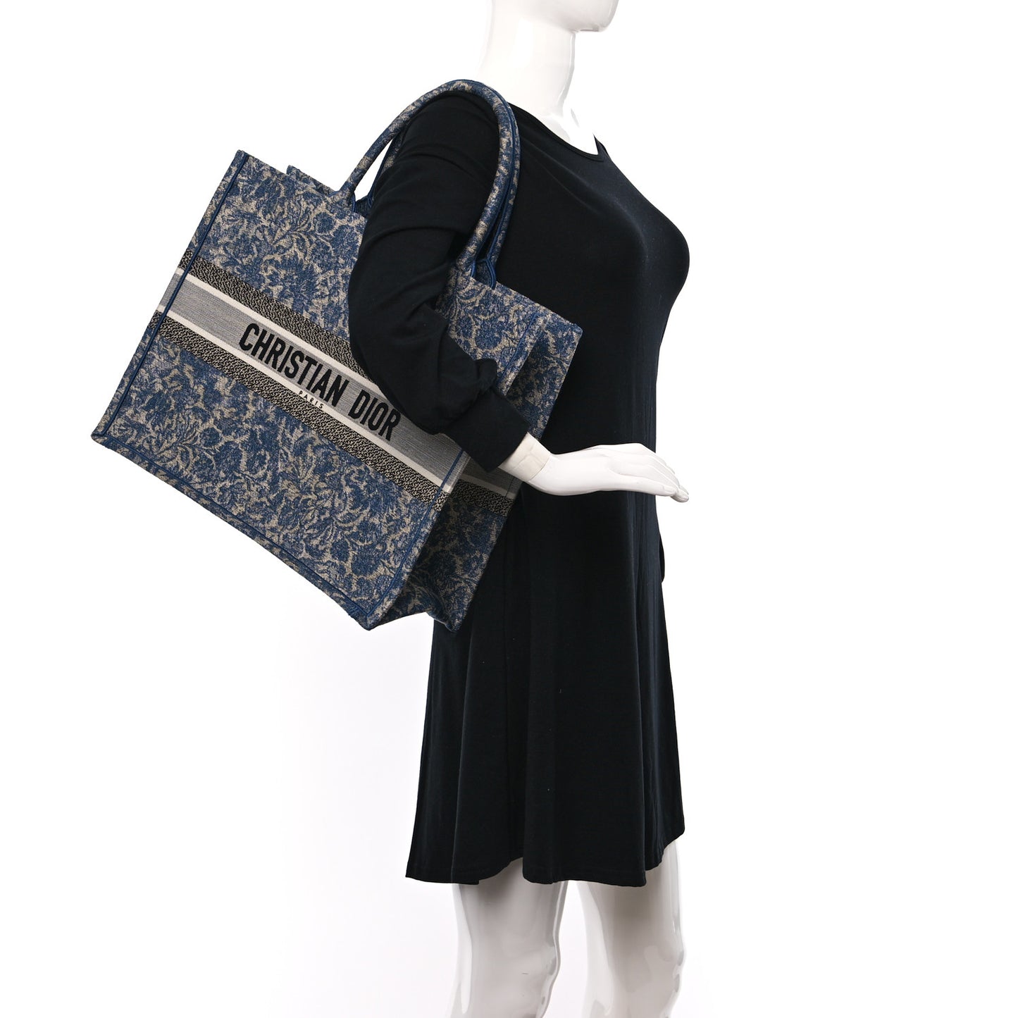 Canvas Embroidered Large Brocart Book Tote Blue