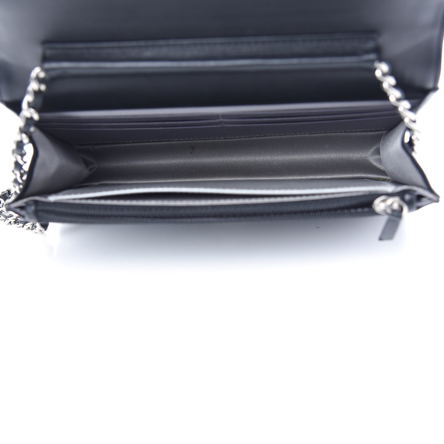 Lambskin Camellia Embossed Wallet on Chain WOC Black
