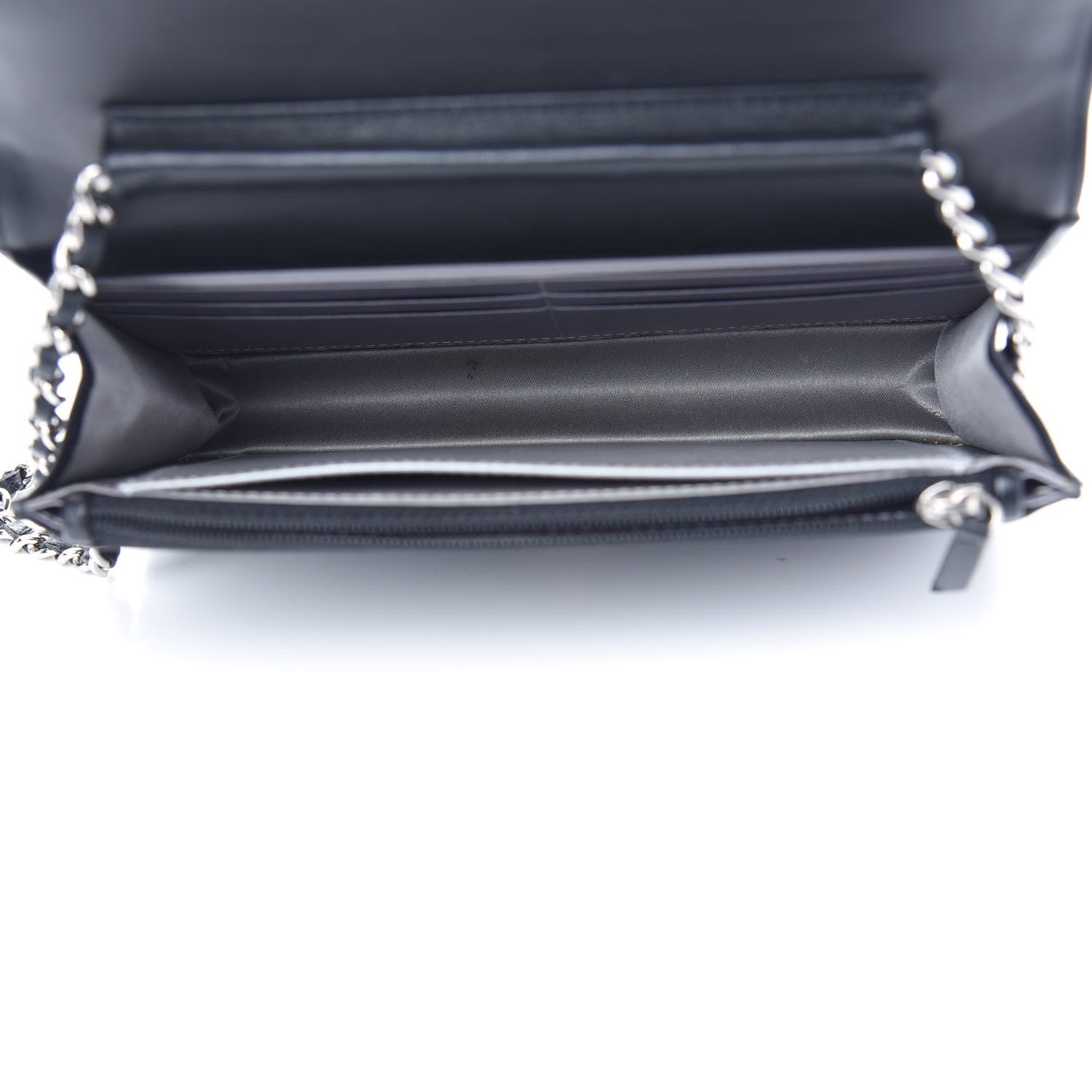 Chanel Lambskin Camellia Embossed Wallet on Chain WOC Black 5 of 9