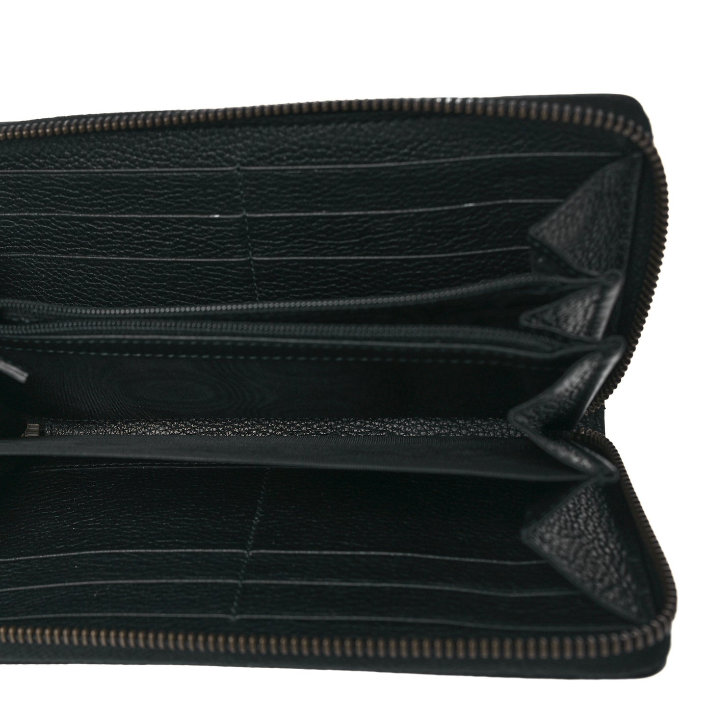 Calfskin Logo Zip Around Wallet Black