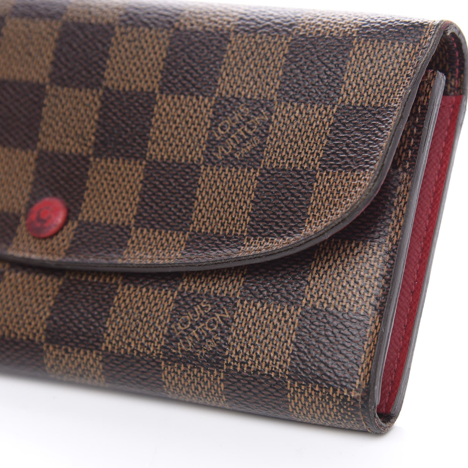 Louis Vuitton Damier Ebene Emilie Wallet Red 10 of 14