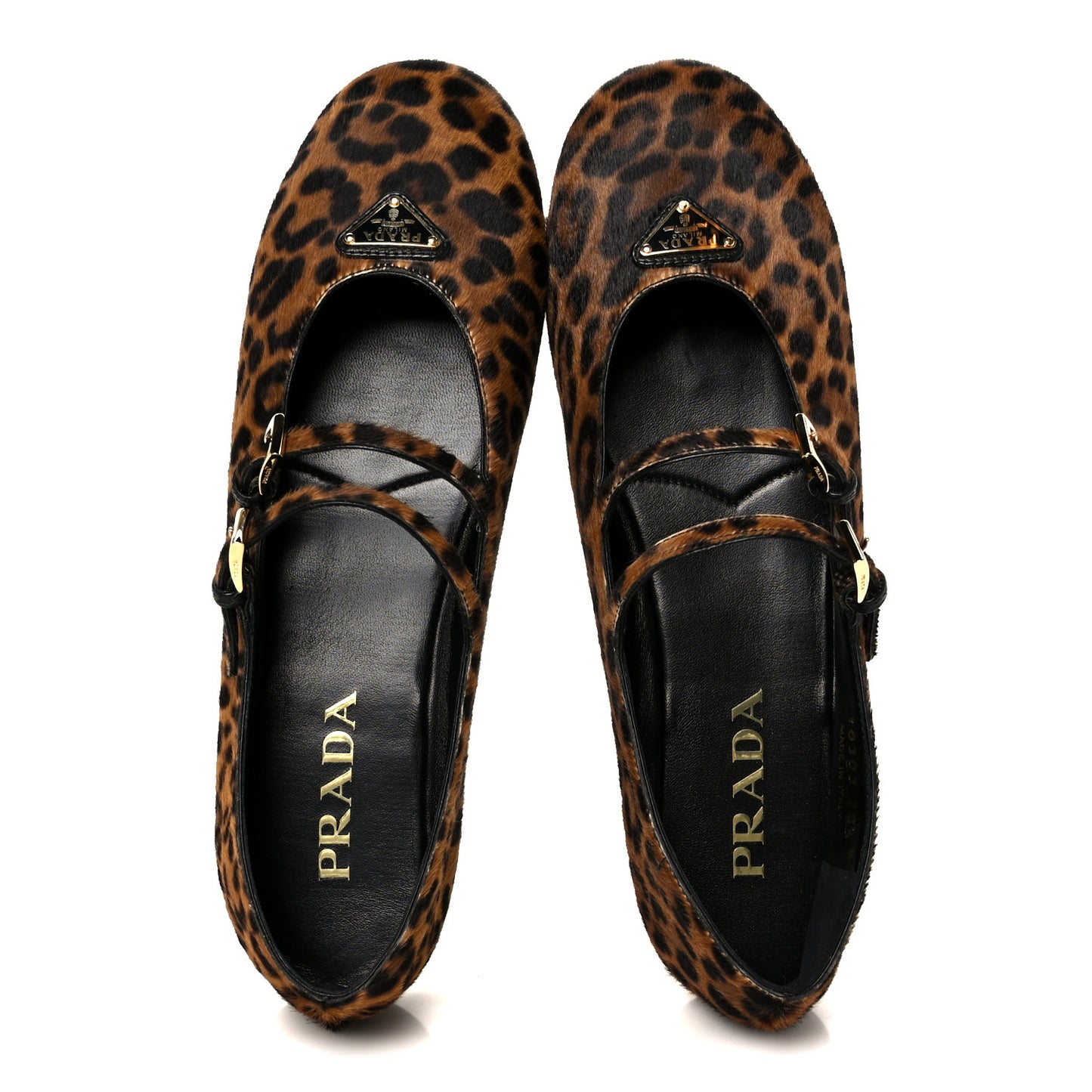 Calf Hair Leopard Print Ballerina Flats 38.5 Honey