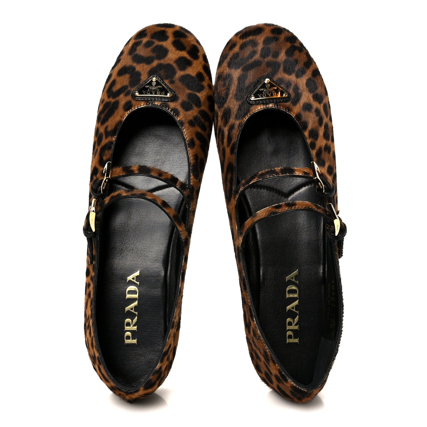 Prada Calf Hair Leopard Print Ballerina Flats 38.5 Honey 2 of 8