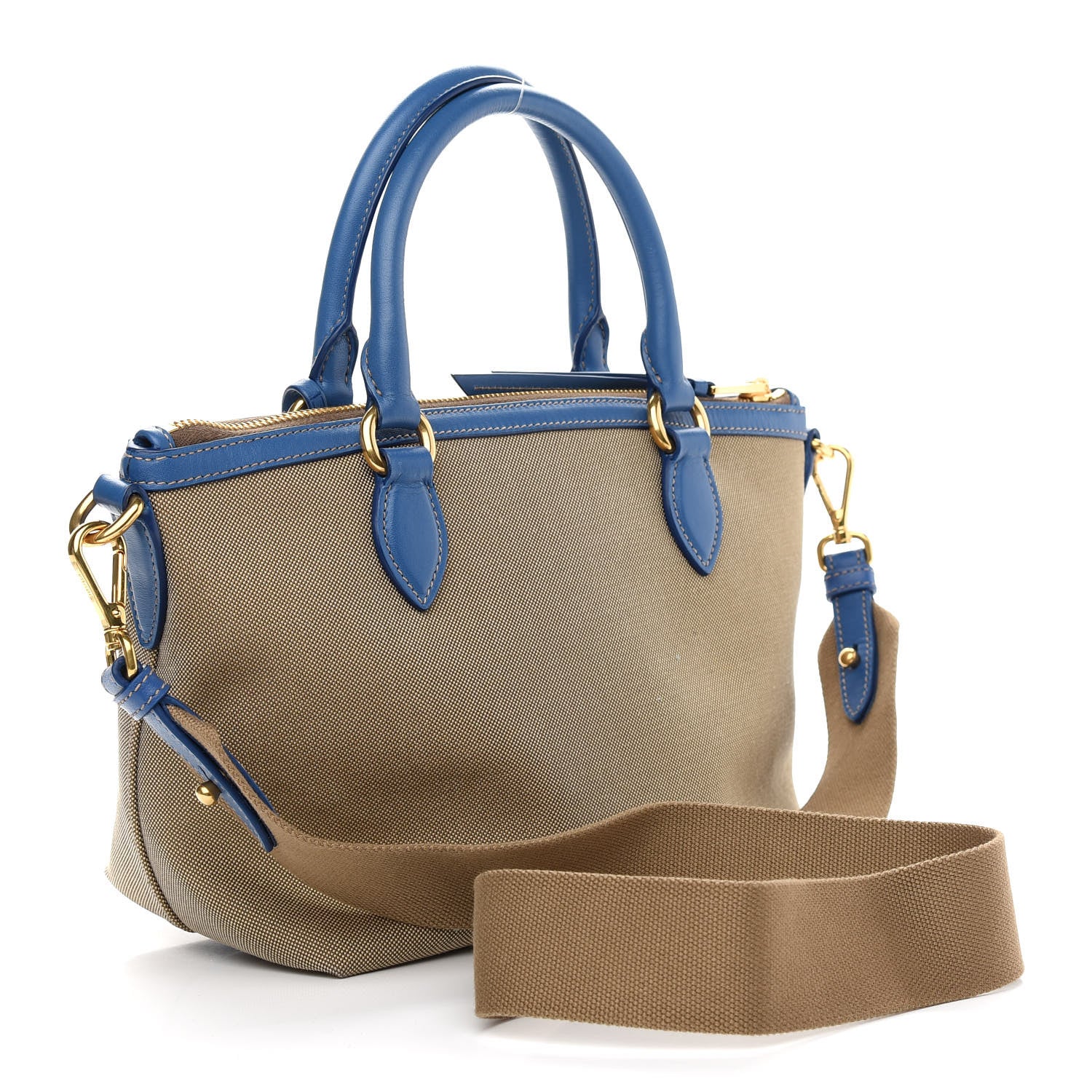 Prada Jacquard Logo Handbag Corda Azzurro 3 of 8