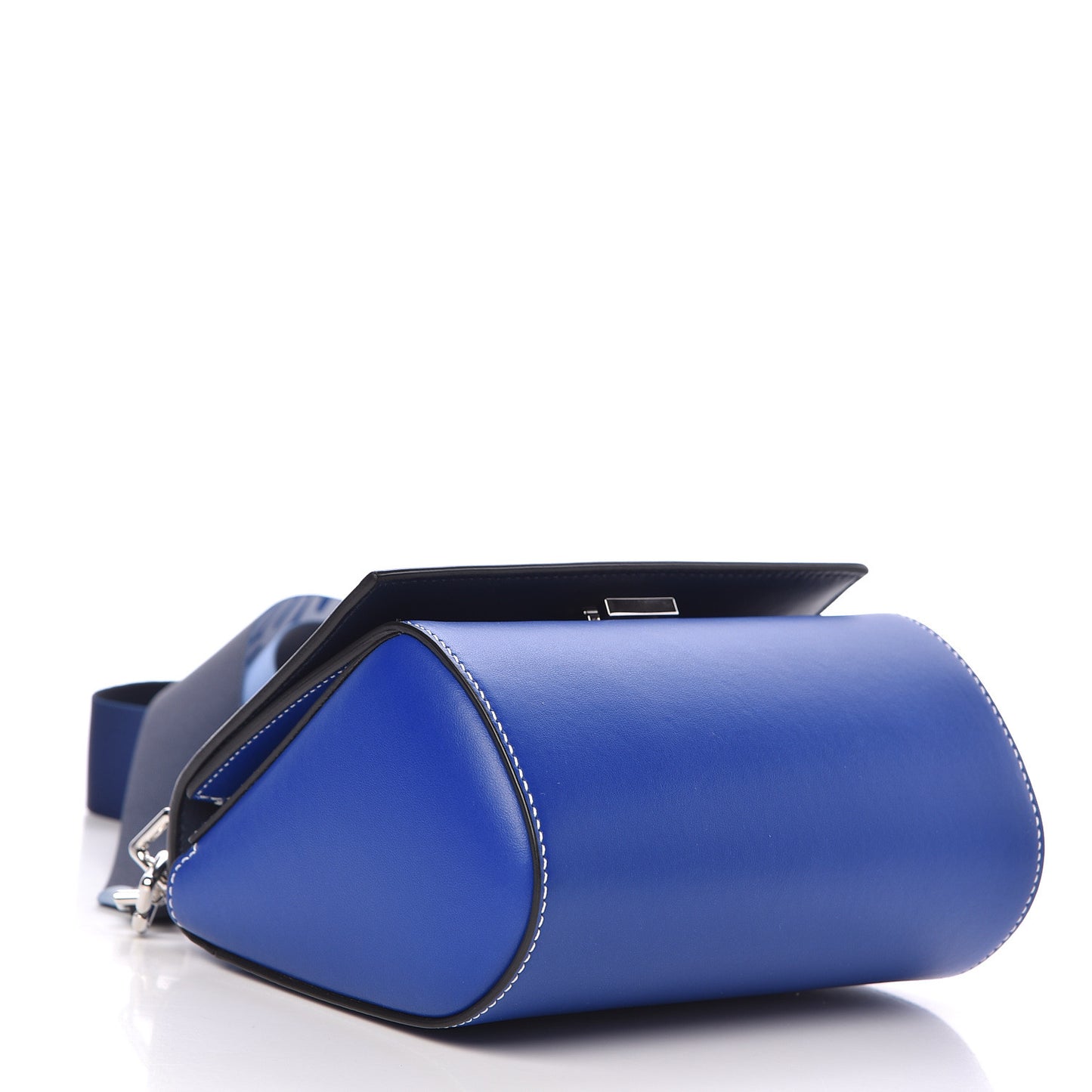 Calfskin Mini Pandora Box Logo Strap Crossbody Bag Moroccan Blue
