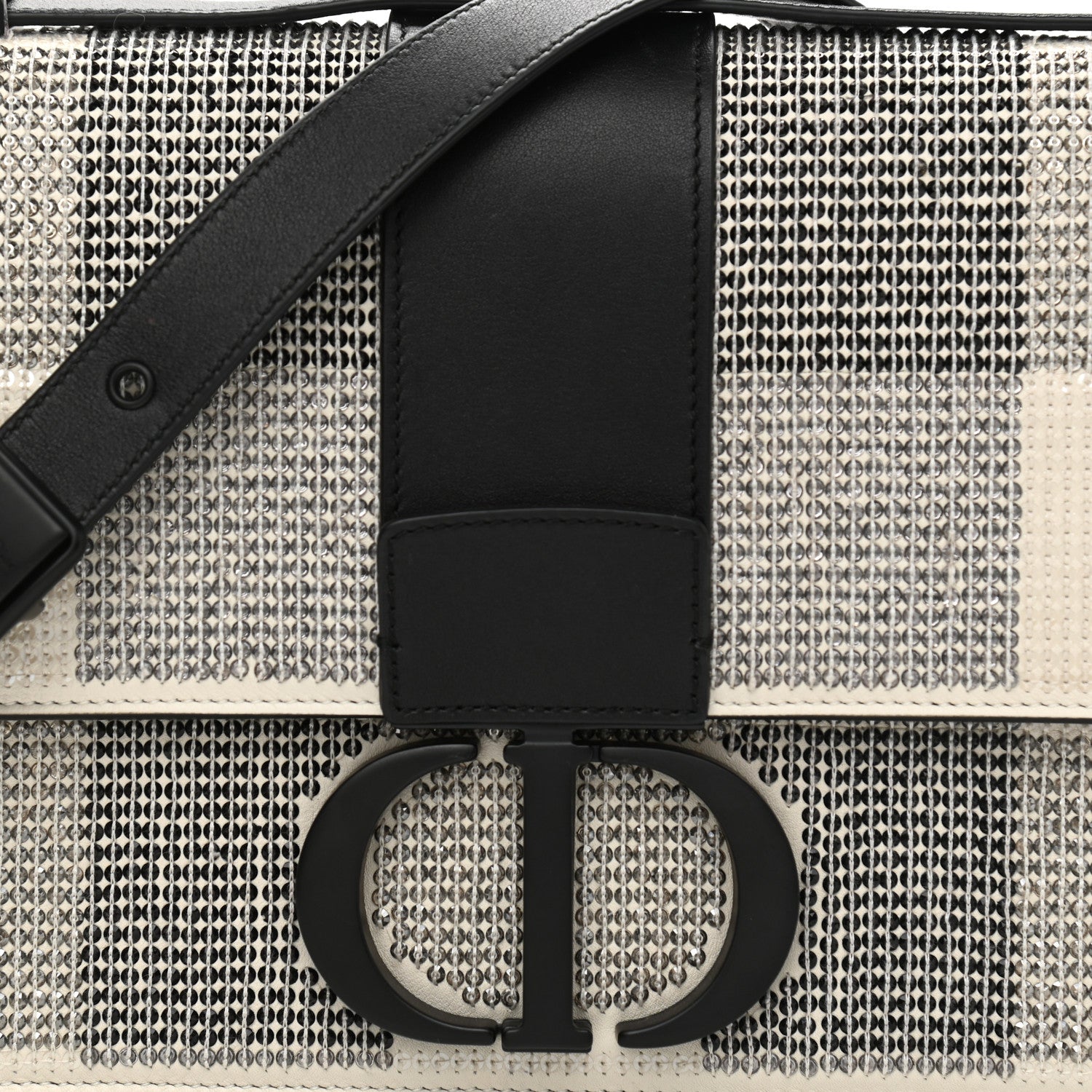 Christian Dior Crystal Calfskin 30 Checkered Montaigne Flap Bag Black White 12 of 12