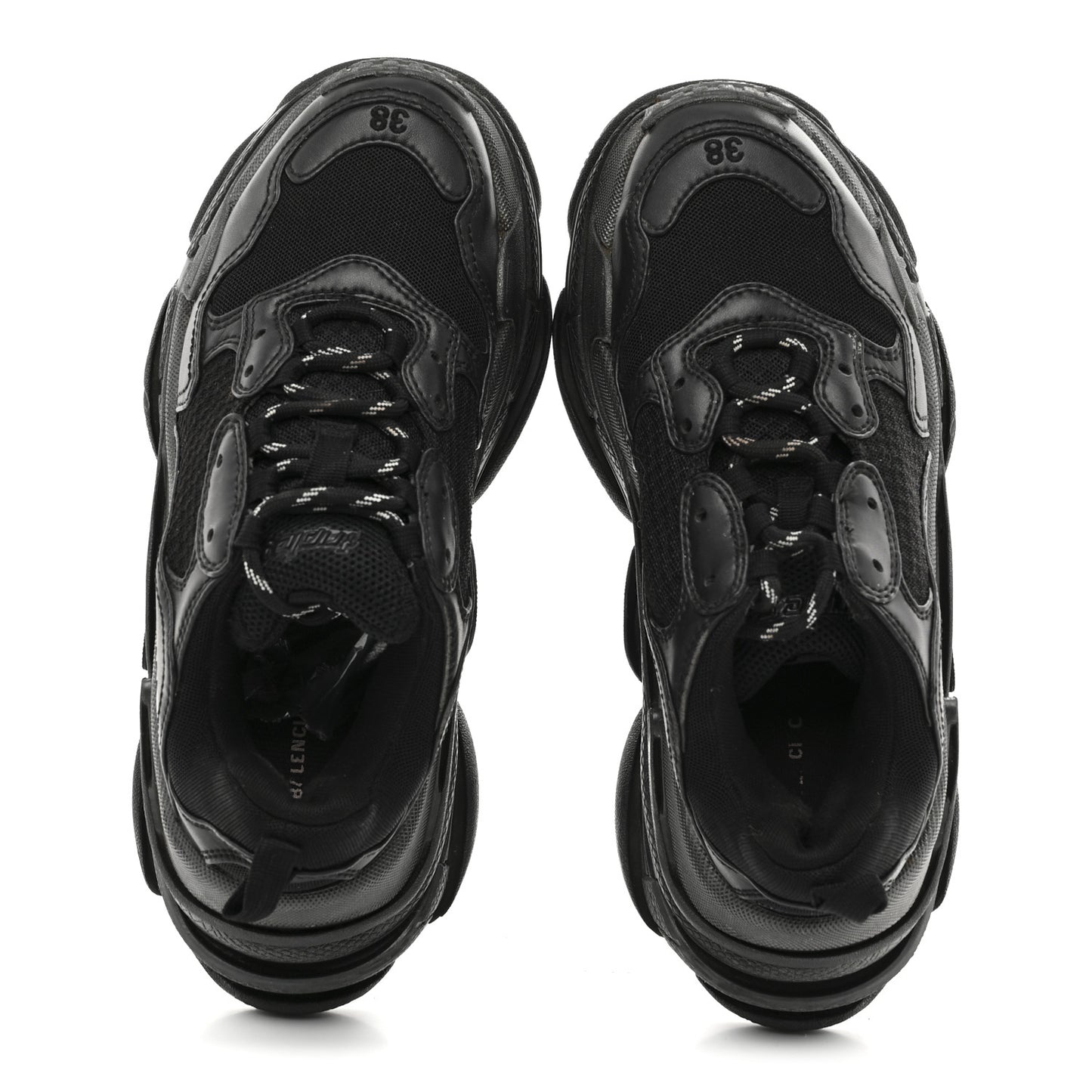 Fabric Mesh Womens Triple S Sneakers 38 Black