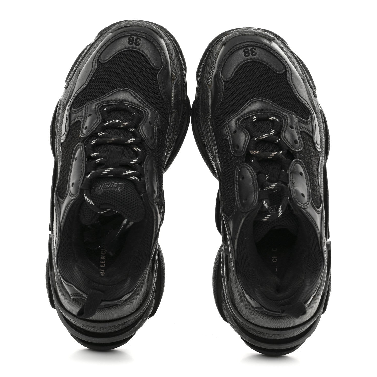 Balenciaga Fabric Mesh Womens Triple S Sneakers 38 Black 6 of 9