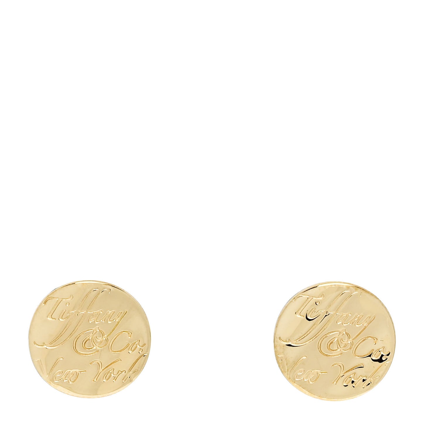 18K Yellow Gold Notes Round Stud Earrings