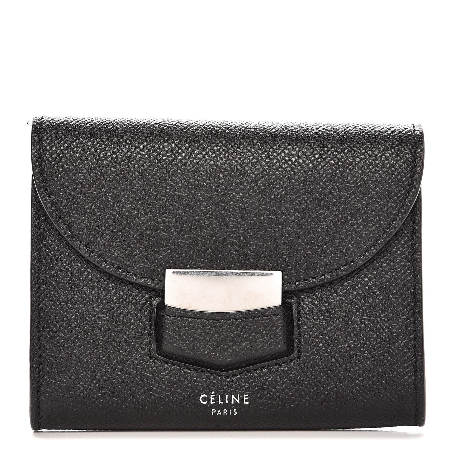 Grained Calfskin Small Trotteur Multifunction Flap Wallet Black