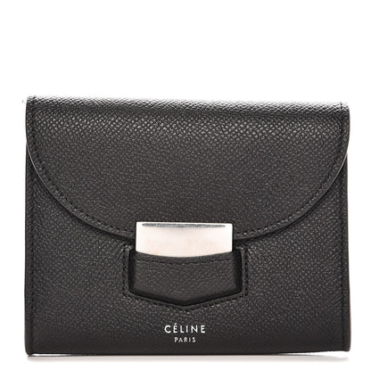 Celine Grained Calfskin Small Trotteur Multifunction Flap Wallet Black 1 of 6