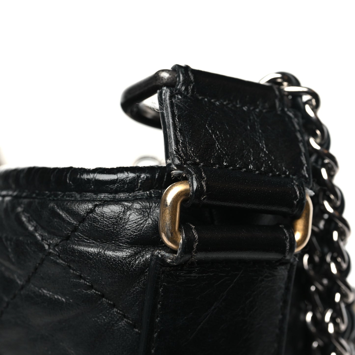 Aged Calfskin Quilted Maxi Gabrielle Hobo Black