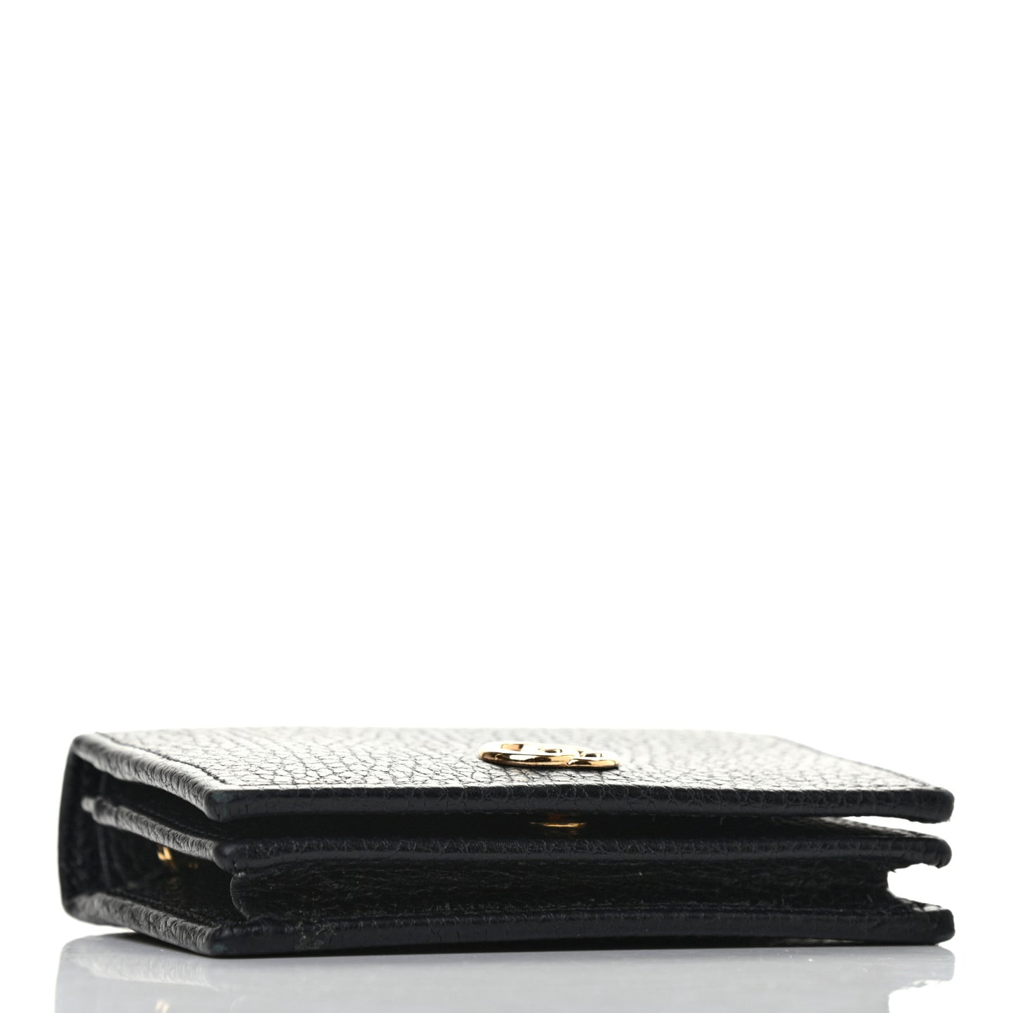 Pebbled Calfskin GG Marmont Card Case Black